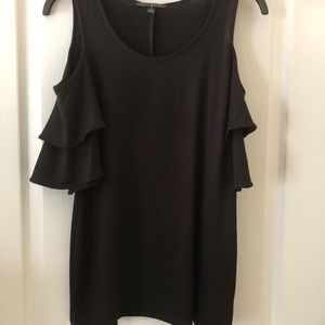 Coco Bianco Black Ruffled Sleeve Cold Shoulder Top Small
